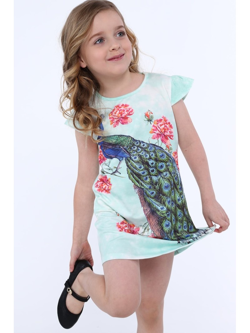 Kleid mit Pfau, Minze NDZ8128 – Online-Shop – Boutique